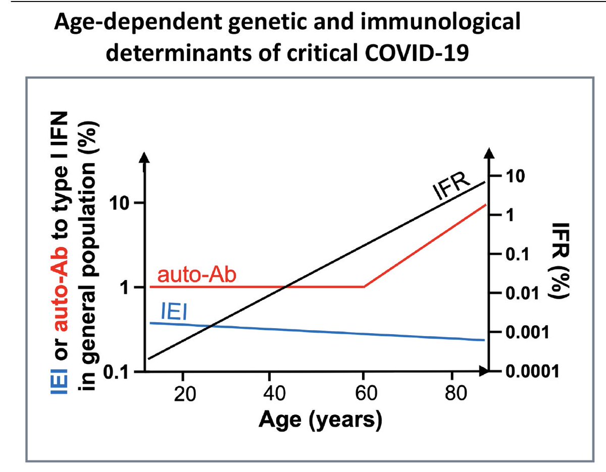 EricTopol's tweet photo. About 15% of the critical Covid pneumonia cases can be accounted for by genetic/immunologic variations, particularly involving the interferon pathway and autoantibodies https://t.co/H2qpGTbHpM