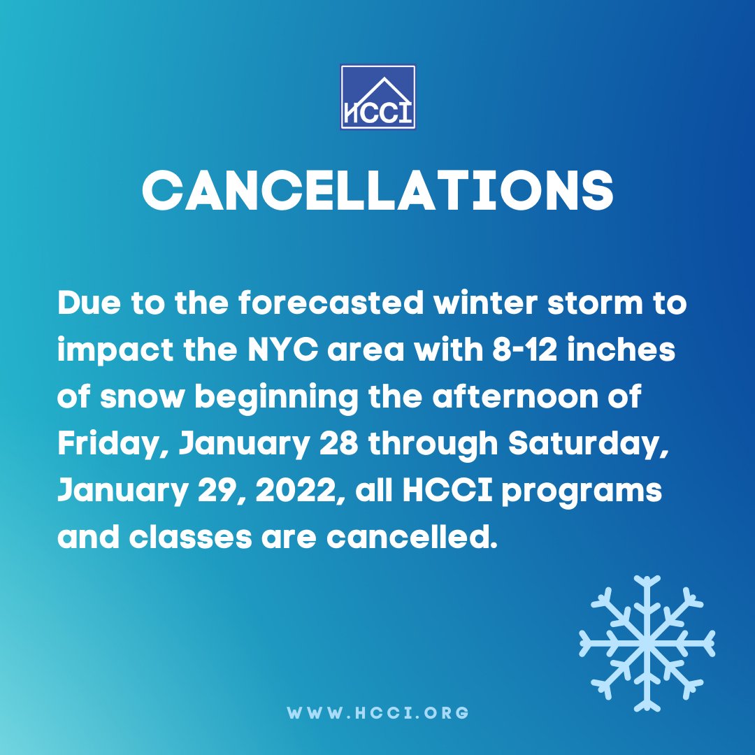 Upcoming programs cancelled due to weather.  conta.cc/33UuLBE