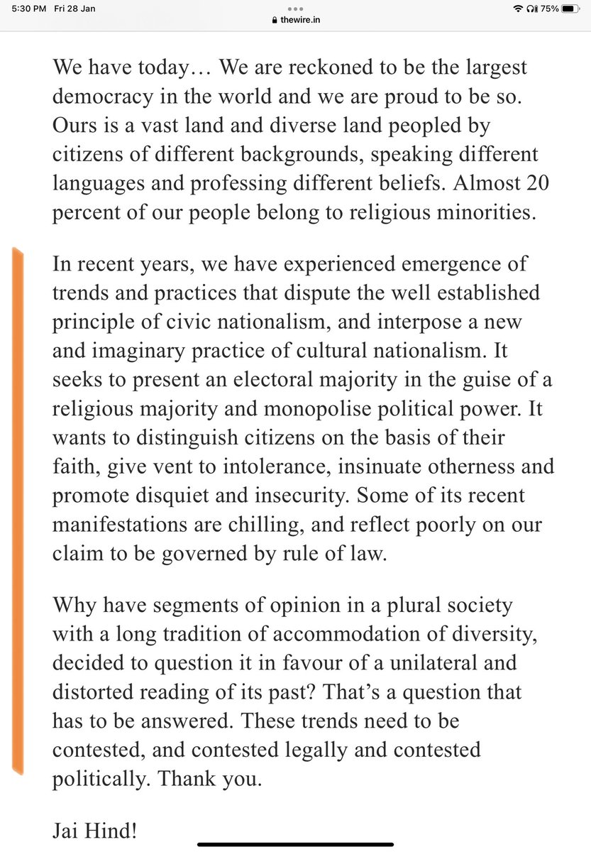 Aakar__Patel's tweet photo. what hamid ansari said https://t.co/U6AHxvXBYb