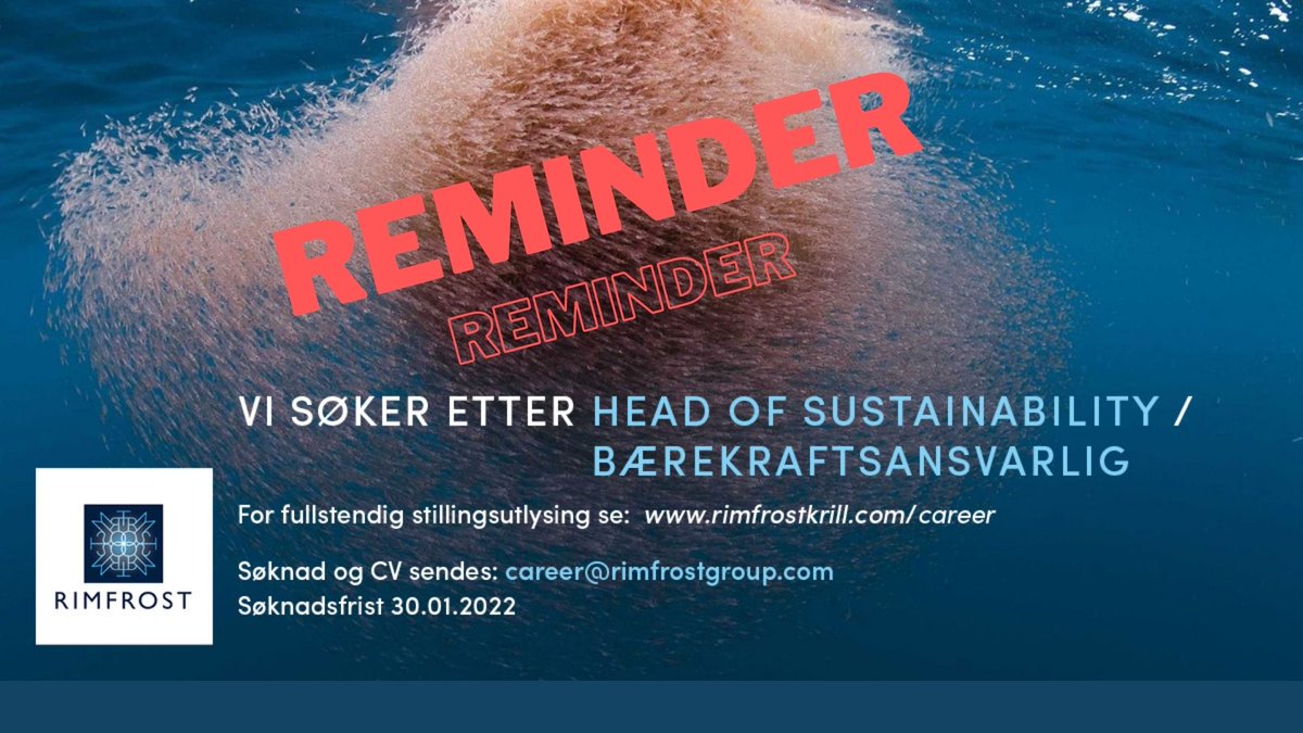 Vil du jobbe med bærekraft i et selskap i stor utvikling? Frist 30 januar #bærekraft #sustanability rimfrostkrill.com/career/head-of…