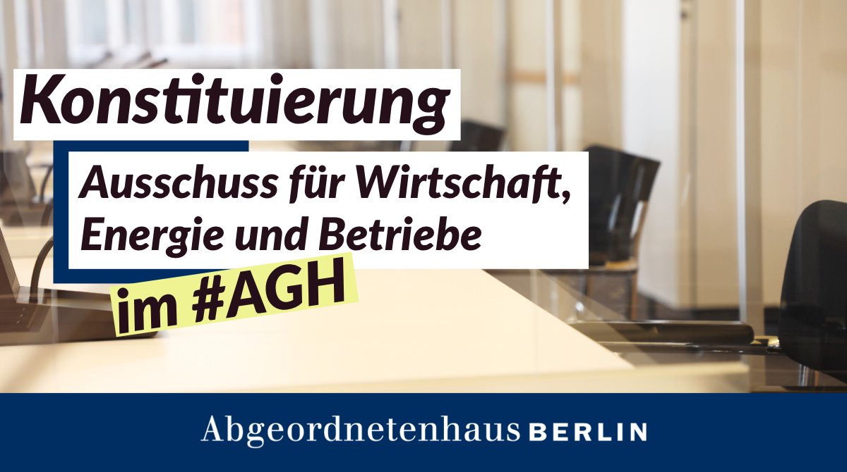 AGH_Berlin's tweet photo. Heute konstituiert sich der #Ausschuss für Wirtschaft, Energie und Betriebe im #AGH. Der #WiEnBe wird 18 Mitglieder stark sein. Los geht es um 14 Uhr. 

Mehr Infos ➡️  https://t.co/8CFN1zT7t7
Zum Livestream ➡️  https://t.co/ryofz3fFTa https://t.co/bpCN8qxYKJ