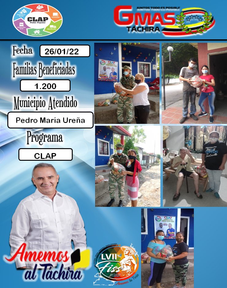 #28Enero 1.200 𝗕𝗼𝗹𝘀𝗮𝘀 𝗖𝗟𝗔𝗣 para las familias del Mpio. #PedroMaríaUreña continuamos beneficiando a más hogares del #Tachira gracias a la gestión del Gobernador <a href="/FreddyBernal/">Freddy Bernal</a> ante el Ministro <a href="/LealTelleria/">M/G Carlos Leal Tellería</a> <a href="/BermudezJoseA/">Bermúdez José</a> #VivaElCineVenezolano #ReporteBernal #Tachira