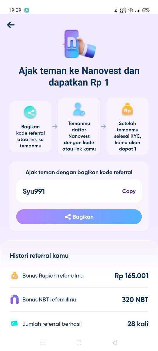 syukronhas's tweet photo. @nanovest_io Masa iya cuma 1rp per referal nya,ngebug apa gimana nih min https://t.co/tJPMlrLDkW