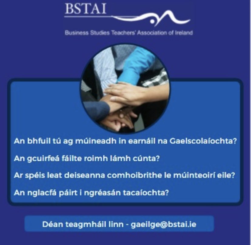 We are very excited to announce that the Irish sub branch of the BSTAI is being rejuvenated with the help of Tiarnán De Hál. Please feel free to email Tiarnán using the email below. #LCBusiness #JCBusiness #LCEconomics #LCAccounting