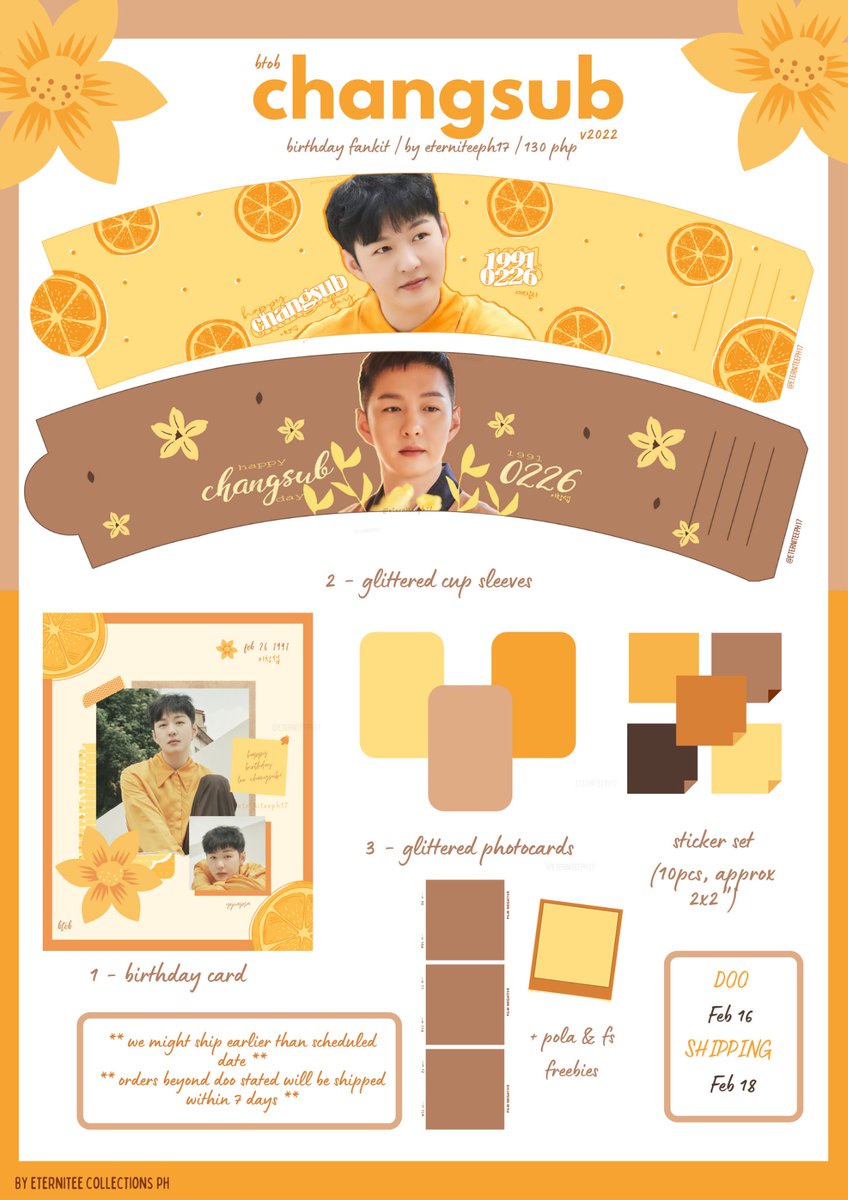 eterniteeph17's tweet photo. #ecphGO🐨

#BTOB CHANGSUB CUPSLEEVE BIRTHDAY FANKIT 😊

130 PHP only
- Glittered Cup Sleeve (2pcs)
- BirthdayCard
- Glittered Photocard (3pcs)
- Sticker set (10 pcs)

DOO: 02/17
TARGET SHIPPING DATE: 02/18

ORDERS BEYOND DOO STATED ABOVE WILL BE SHIPPED WITHIN 7 DAYS https://t.co/A62fvSNqgS
