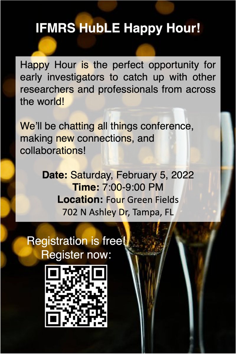 IFMRSHubLE's tweet photo. Getting excited about #ORS2022? Don't miss out on HubLE Happy Hour!

Join our networking event #ORS2022 to catch up with other early investigators from across the world!

Register now: https://t.co/dDX476IhTm
 
 @ORSsociety @IFMRSGlobal @ASBMR @AcademyEcts @ANZBMS_ECIC @ECTS_soc https://t.co/0M9qExfLN7