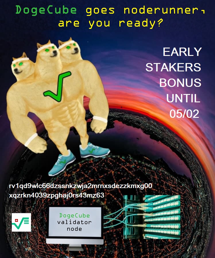 Thanks to #RADIX, #DogeCube has now its own #NODE to participate in consensus, currently with 10% ROI🚀

Until 05/02 #STAKE with us for additional bonus: 
3 DGC / XRD staked + NFT 🐶

Join this 20th node #MEMEBRAWL at t.me/DogeCube, FREE #AIRDROP for all #MEMELORDS 💸💰