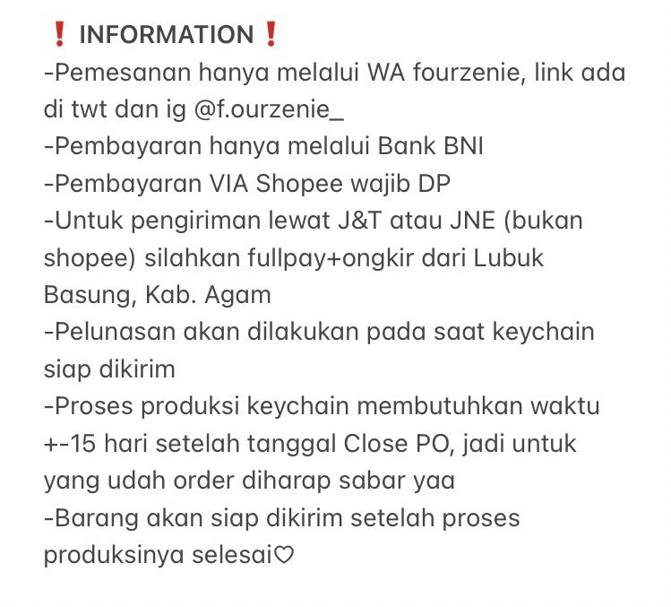 fourzenie_'s tweet photo. untuk yang ingin order jangan lupa di baca yaa <3 thank u https://t.co/DanD6AO9DJ