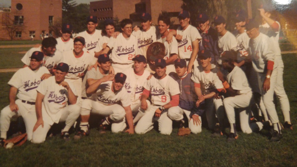 hobart_baseball's tweet photo. Circa 1992....Calling all Alumni.  We are looking for classic action shots your playing days.  Please email them Brad Cook at Cook@hws.edu #GoBart #HighStandardsofHobart https://t.co/AwW18Alwj6