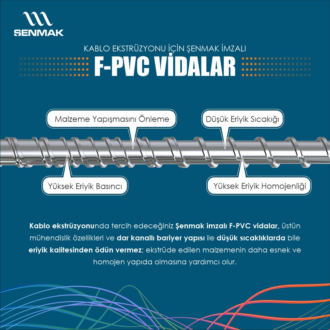 Şenmak imzası taşıyan düz hatveli ve bariyerli F-PVC vidaların kablo ekstrüzyonundaki avantajları

#ekstrüzyon #kabloekstrüzyonu #cable #cablemanufacturer