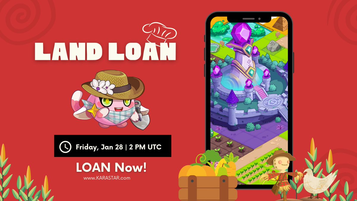 karastargamefi's tweet photo. 💥Hello, every landlord! 1 hr to GO!
🕙This is the web of the LAND LOAN pre-sale
https://t.co/r9piRyFQz4
🏡The land mode shows the bigger picture of Karastar, and it will make our ecosystem better, and you can earn more here!
🤣Loan now, karastarers! https://t.co/Zs42RUuBHP