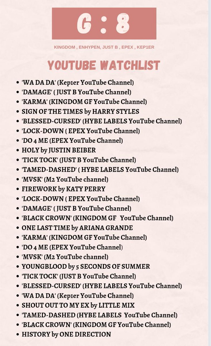 txtbengalmoas's tweet photo. This is the last YouTube session and last tier of the streaming party with us, use this watchlist to stream today. Join ENHYPEN BENGAL, KEP1ER BENGAL, EPEX BENGAL, KINGDOM BENGAL and JUST B BENGAL on our last session today ! https://t.co/3Nx2Lfh4Gg