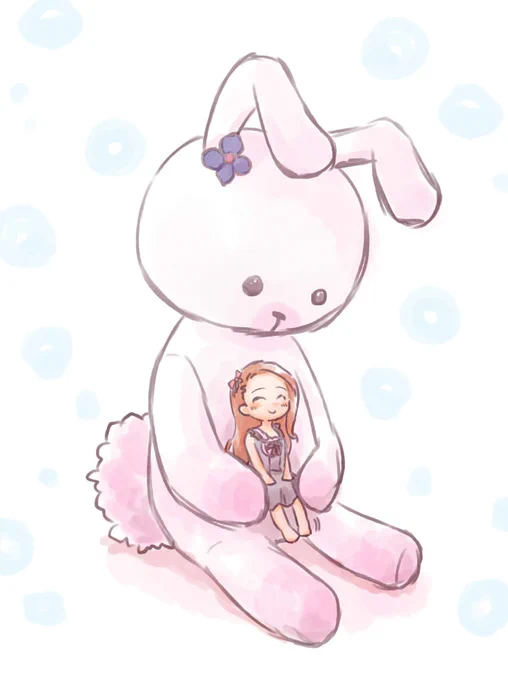 うさちゃんに抱っこされてるいおりん 