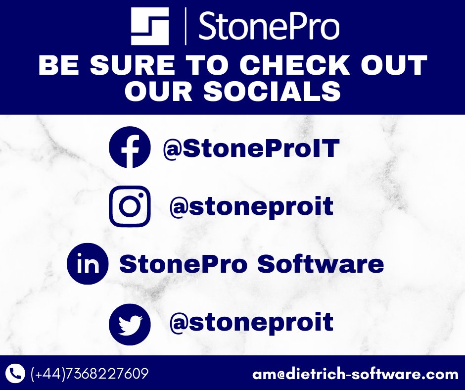 Have you checked out our other social media platforms? 👀

You can find StonePro on Facebook, Instagram, Twitter and LinkedIn. 🔍

Why not follow us on your favourite channels and say hello? 👋