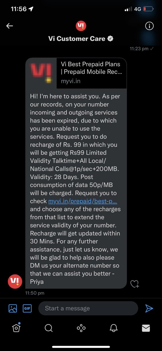 pushpdantpatel's tweet photo. @ViCustomerCare @ViCustomerCare ..really pathetic customer service experience. What I requested and  what is reply.. really joke 😡😡..kindly understand matter of emergency..after DM requested..without understanding automated reply..is this way solving problems? https://t.co/MO0dJ5cert