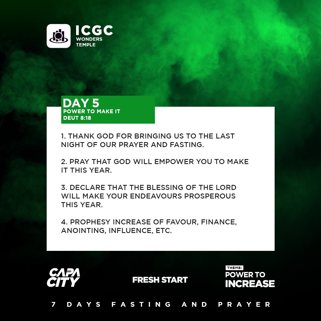 wonderstemple's tweet photo. Day 5️⃣ - Prayer Focus || Power to make it ||
#WeAreICGC #icgcwonderstemple #icgcworldwide #freshstart2022 https://t.co/FA21QnPiLm