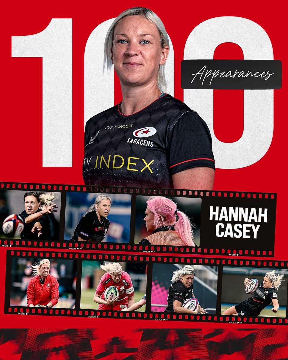 SaracensWomen's tweet photo. Hannah Casey, the latest member of the 💯 Club.

Legend.

#StrongerTogether ⚫️🔴 https://t.co/ohdObiVZvg