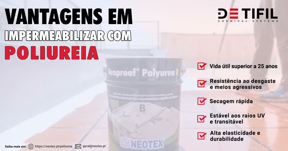 Neotex_pt's tweet photo. Já conhece as vantagens da impermeabilização com poliureia?

📌 A Neotex Portugal é especialista em impermeabilização com poliureia a frio, no mercado português.

‼️ Marca com mais de 60 anos de experiência no mercado.

▶ Evite os problemas de humidade e infiltrações; https://t.co/aBj0YTGLNC