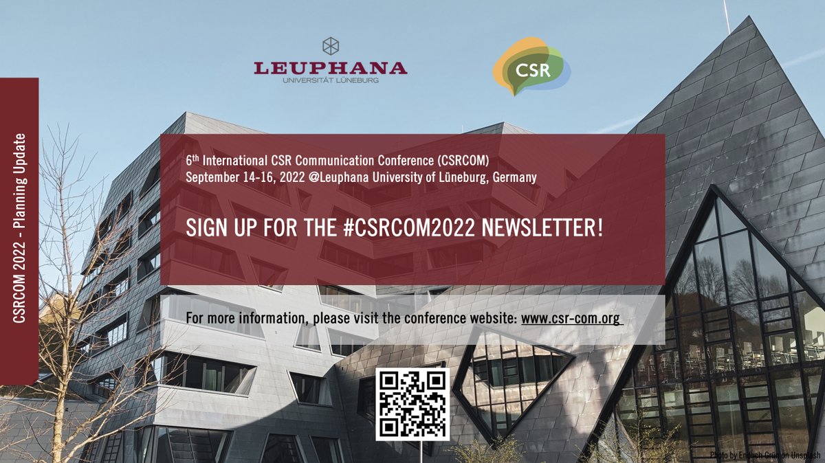 CSR Communication (@csr_comm) on Twitter photo Get ready for #CSRCOM2022 & sign up for our newsletter. Please visit the conference website csr-com.org or send an email to info@csr-com.org to receive further conference updates. Stay tuned for the first newsletter! <a href="/LOST_Leuphana/">LOST – Leuphana Organization STudies</a> <a href="/cbssust/">CBS Sustainability Centre</a> <a href="/AOM_SIM/">SIM Division, AOM</a> <a href="/cms_aom/">AOM CMS Division</a> @egosnet Get ready for #CSRCOM2022 & sign up for our newsletter. Please visit the conference website csr-com.org or send an email to info@csr-com.org to receive further conference updates. Stay tuned for the first newsletter! <a href="/LOST_Leuphana/">LOST – Leuphana Organization STudies</a> <a href="/cbssust/">CBS Sustainability Centre</a> <a href="/AOM_SIM/">SIM Division, AOM</a> <a href="/cms_aom/">AOM CMS Division</a> @egosnet