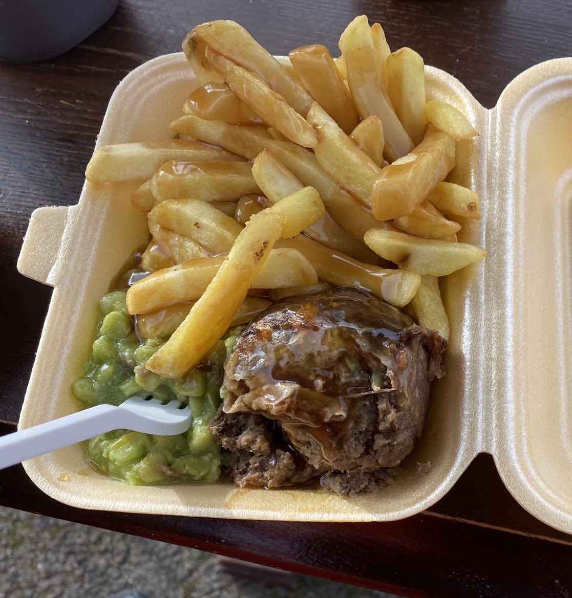 Faggots, chips, peas and gravy at Stourbridge (@StourbridgeFC) 

💷 £4.50