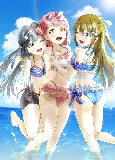 #女の子三人のイラストを貼る見た人もやる
最近南半球は暑いですね💦 