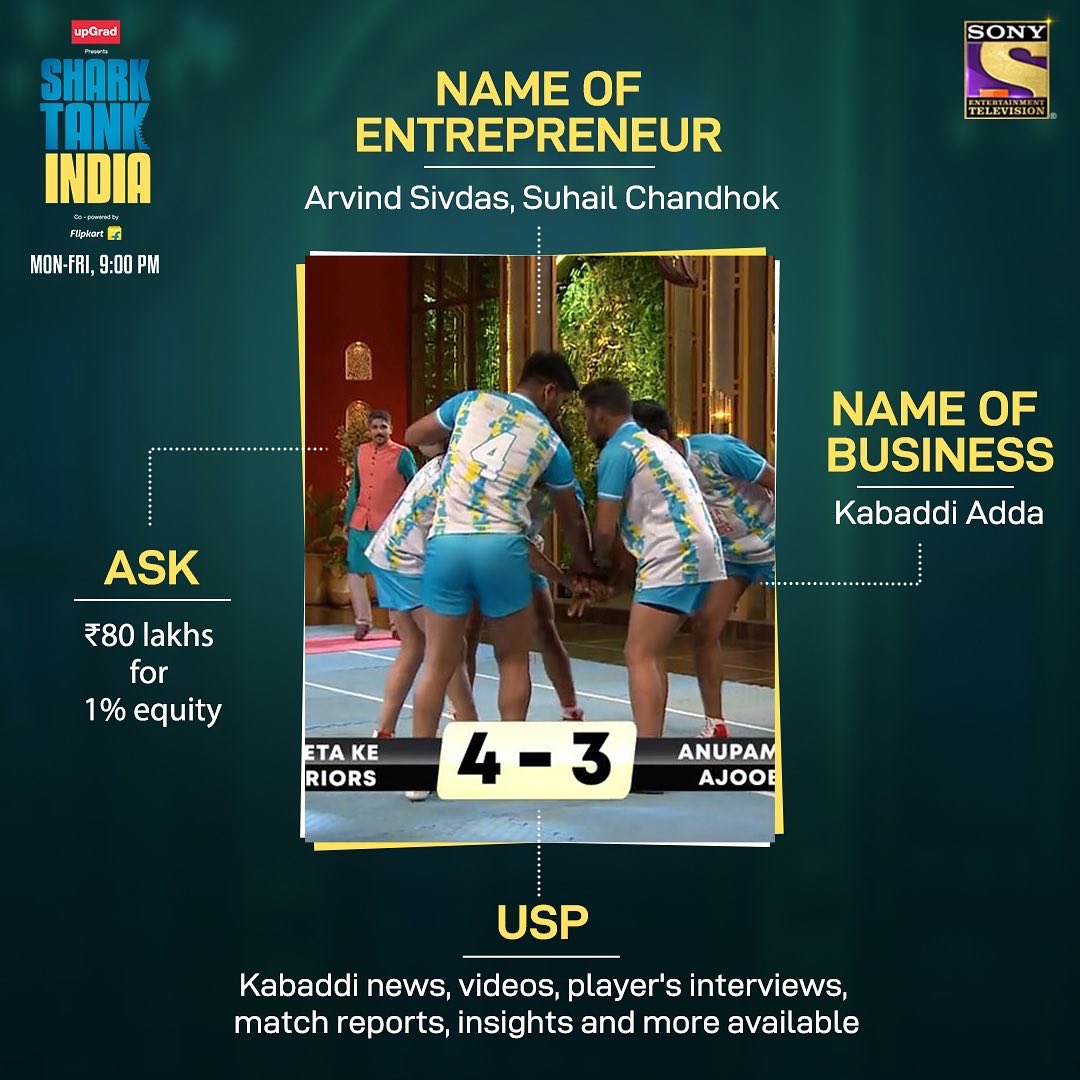 sharktankindia's tweet image. #Sippline, #KabaddiAdda, #ShadesOfSpring and #Scholify will be presenting their business ideas, will they take away an investment today? Tune in to #SharkTankIndia, tonight at 9 PM, only on Sony TV!