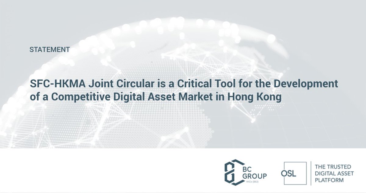 The <a href="/hkmagovhk/">HKMA 香港金融管理局</a> and the SFC issued a joint circular today, allowing registered institutions and licensed corporations to provide digital asset investment services by partnering only with SFC-licensed virtual asset trading platforms. 

OSL's statement:osl.tiny.us/3x687kbf