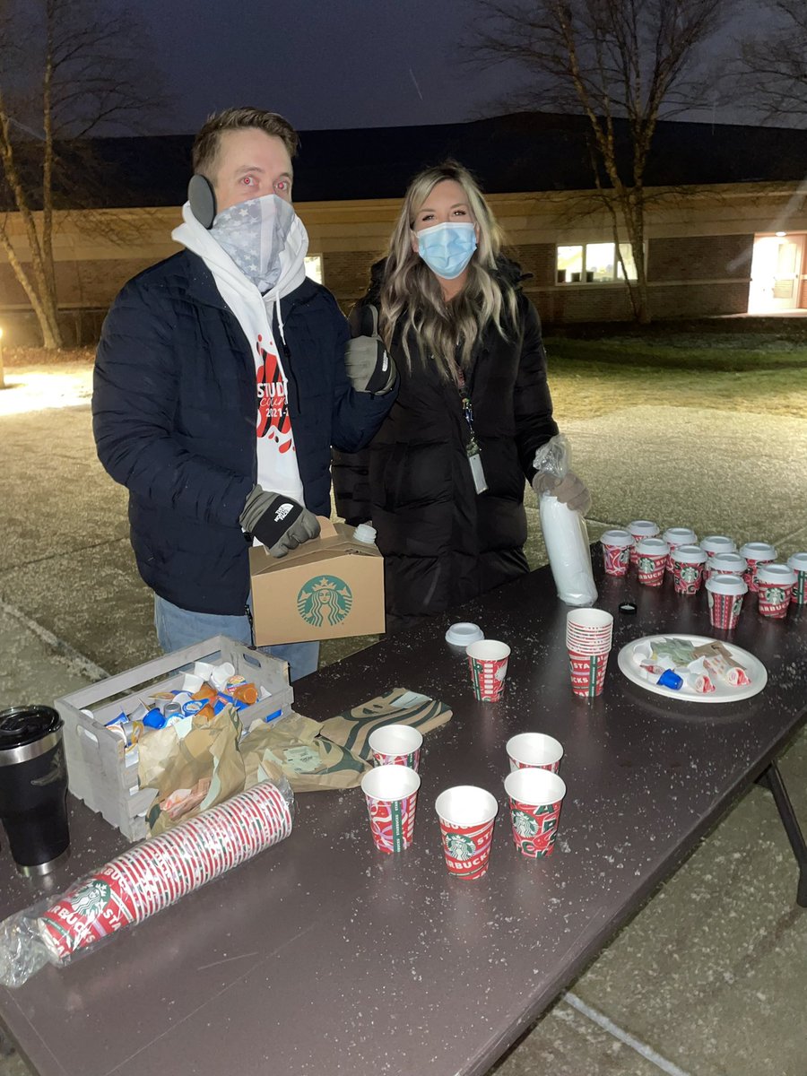 principalolssen's tweet photo. So much fun having CWE Student Council members surprising our carpool parents today with complimentary coffee.  @CWEPTO @college_wood @myccs #CCScultureofcare https://t.co/w7YawevtnY