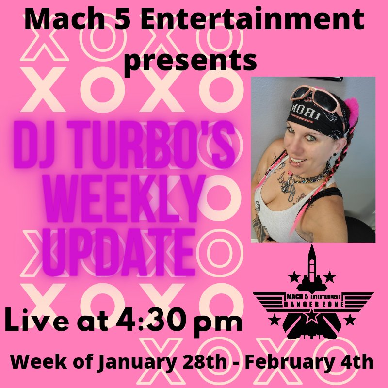 Mach5E21's tweet image. Happy Friday everyone... Don&apos;t forget to check out DJ Turbo&apos;s weekly update today at 4:30pm Facebook.com/Mach5entertain…