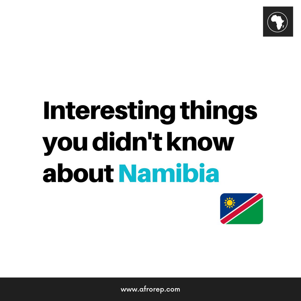 AfroRep_'s tweet photo. Found in Southern Africa, here are 5 facts you didnβt know about Namibia.
.
.
#afrorep #africancommunity #creativecommunity https://t.co/O1fbR3N8W0