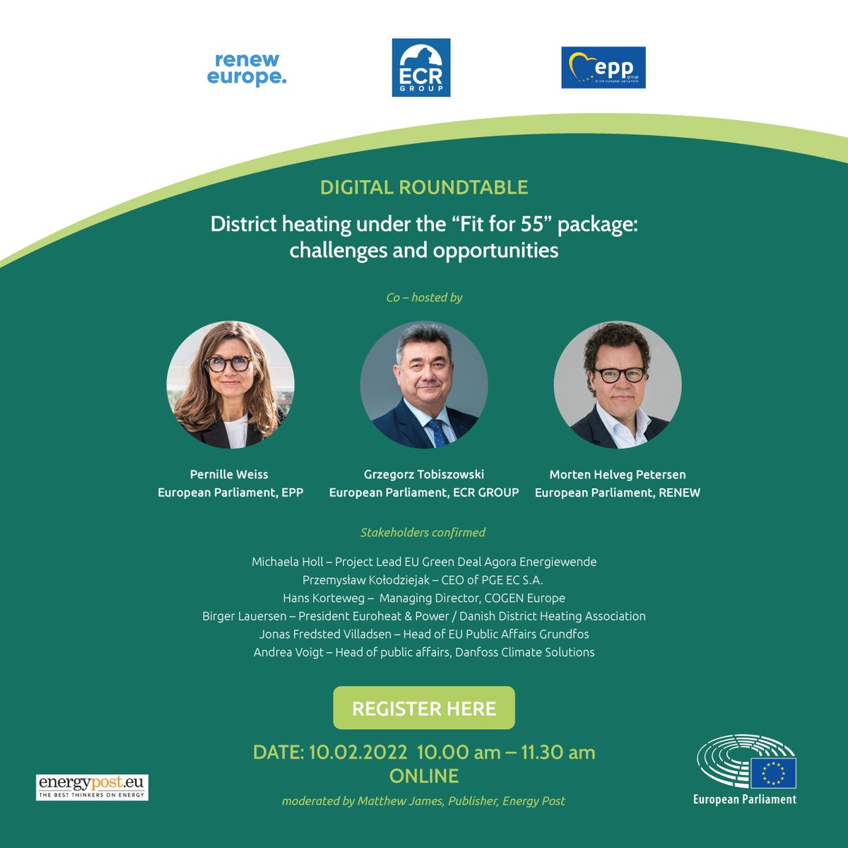 Our Managing Director <a href="/KortewegHans/">Hans Korteweg</a> will take part in this Roundtable discussion focusing on the #decarbonisation of #districtheating in the context of EU policies &amp; legislation 🇪🇺 #Fitfor55
⏰ 10 Feb 2022 at 10:00am ⏰

REGISTER ➡️ bit.ly/DH-FF55