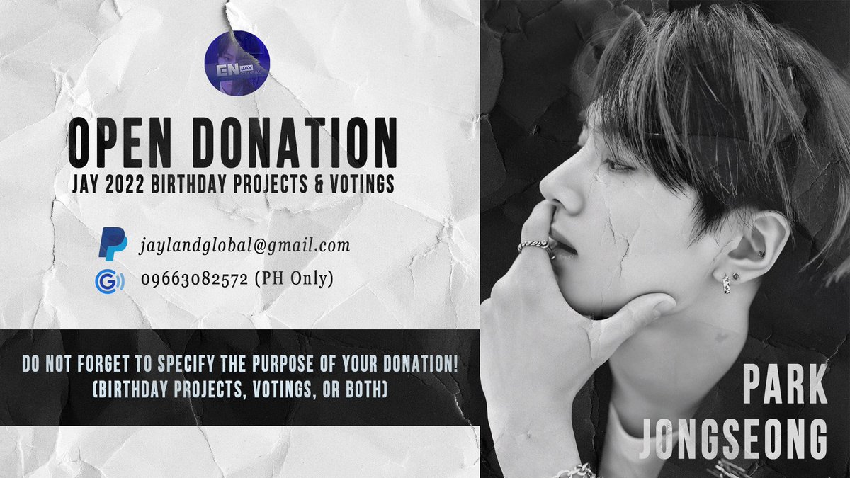 jaylandglobal's tweet photo. 🎂JAY 2022 Birthday Donation Drive🎂

We are now open for donation for the preparation of #JAY’s 2022 Birthday Projects &amp; Votings 🤗💙

💸 PayPal: jaylandglobal@gmail.com
💸 GCash: 09663082572 (PH ONLY)
📝 Form (Must Fill) : https://t.co/WGlQ3rWUAa

#ENHYPEN #제이 #ENHYPEN_JAY https://t.co/BZB4n7gkKj