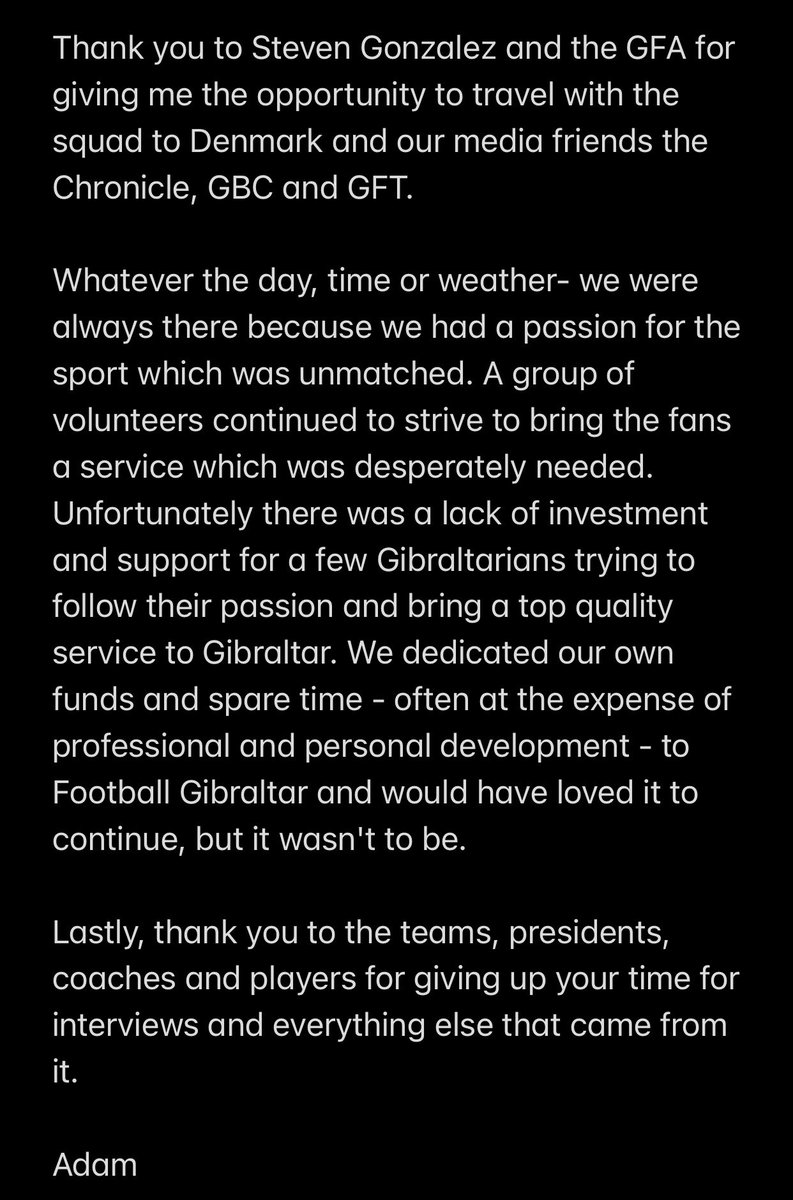 Adam7Roberts's tweet image. Thank you to everyone who has supported @FootballGib over the years - what an amazing journey we have had. 

It’s been the best 7 years of my life. 

Hopefully see you all soon 🇬🇮⚽️