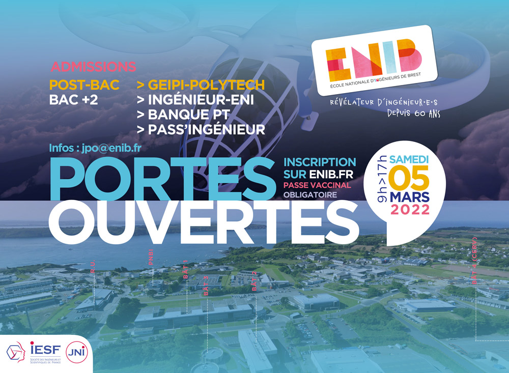ENIB (@enib_bretagne) on Twitter photo L'ENIB aura le plaisir de vous accueillir samedi 5 mars 2022 en présentiel de 9h à 17h.👍
Sur inscription : 🌐 enib.fr
Visitez notre page spéciale "Journée portes ouvertes" : lnkd.in/gggXxWrd et posez toutes vos questions 📧 jpo@enib.fr. L'ENIB aura le plaisir de vous accueillir samedi 5 mars 2022 en présentiel de 9h à 17h.👍
Sur inscription : 🌐 enib.fr
Visitez notre page spéciale "Journée portes ouvertes" : lnkd.in/gggXxWrd et posez toutes vos questions 📧 jpo@enib.fr.