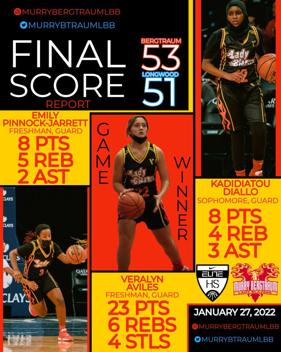 Hard fought non-conference win vs Longwood Prep. Freshman guard Veralyn Aviles (2025) capped off a 20-point 4th quarter with a game winning three. Emily Pinnock-Jarrett (2025) &amp; Kadidiatou Diallo scored 8 points each.

<a href="/CoachJNoel/">J. Noel</a> <a href="/NYGHoops/">NYGHoops</a>

🔴❤️‍🔥🟡

#nike #nikeelitehs #psal #nyc