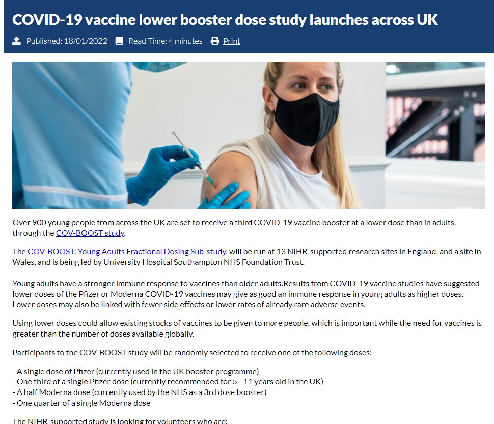 The COV-BOOST trial suggests fractional vaccine doses may be important(effective but still highly reactive). Chuffed to be working on the Young Adults Fractional Dosing trial tinyurl.com/2p86ypvn with the fantastic <a href="/LeilaJTF/">Leila</a>  <a href="/SaulFaust/">Saul Faust</a> <a href="/XinxueLiu/">Xinxue Liu</a> <a href="/PHARMExcel1/">PHARMExcel</a> <a href="/OxVaccineGroup/">Oxford Vaccine Group</a>