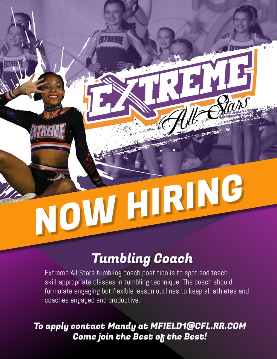 Extreme_Allstar's tweet photo. We are looking for a responsible, dedicated, and experienced individual to grow our coaching staff! https://t.co/HWhAIBTfu5