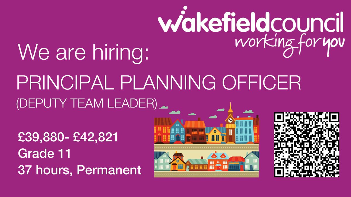 MyWakefield's tweet photo. 🏙️Principal Planning Officer (Deputy Team Leader)
Application closing date 13/02/2022
Salary £39,880.00 - £42,821.00, Grade 11, 37 hours, Permanent
Apply: https://t.co/t1HmTgpuVm
#plannervacancy #jobsinwakefield #wearehiring https://t.co/LcFVk8Gfz0