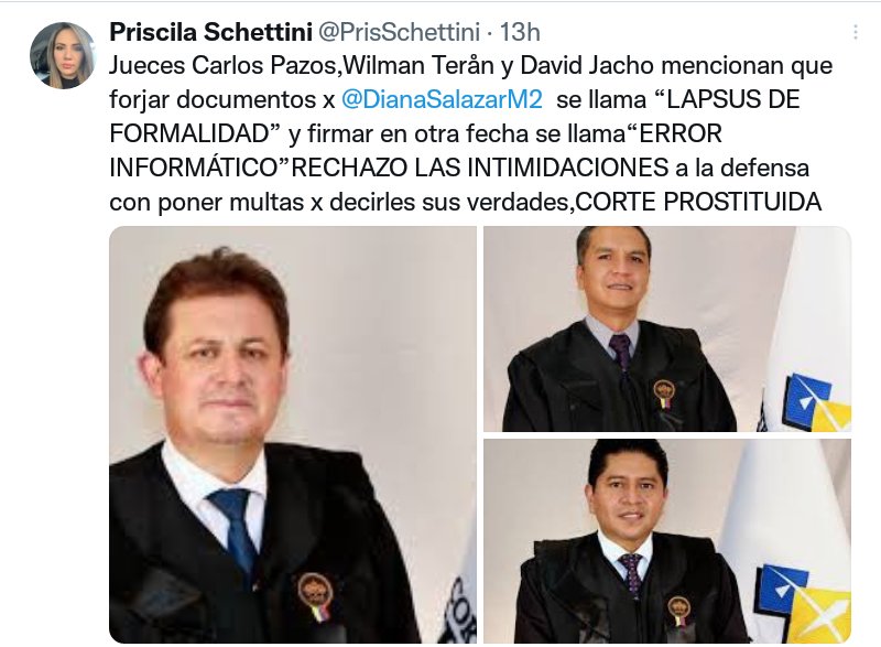 PillinVega's tweet photo. Dónde están esas comisiones #anticorrupción donde está el @CJudicaturaEc que tiene estas lacras de jueces. La corrupción también es la omisión. Jueces q debemos perseguir hasta sus casas para ver si son probos!! #juecescorruptos #CarlosPazos #WilmanTeran y #DavidJacho https://t.co/kxKhAwW0vN
