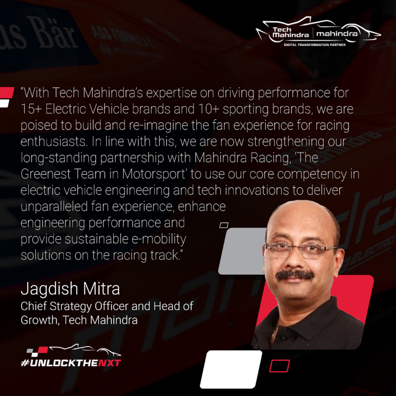 tech_mahindra's tweet photo. We are thrilled to strengthen our partnership with @MahindraRacing for the fifth consecutive season, to Revolutionize Fan Experience!

Get ready to #UnlockTheNxt!

Know More: https://t.co/aX5omQhZ8R

#ABBFormulaE #EV #DigitalTransformation