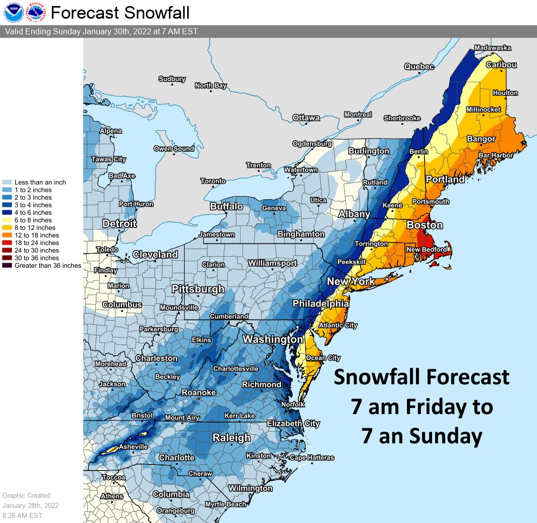 NWSEastern's tweet photo. Blizzard Warnings have been issued for parts of the Mid Atlantic and New England coasts.  These may be expanded, particularly across eastern Long Island and eastern Maine later today. https://t.co/ahv0qO2IEP