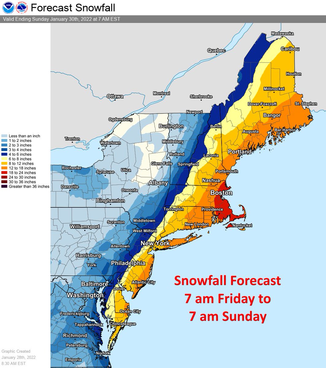 NWSEastern's tweet photo. Blizzard Warnings have been issued for parts of the Mid Atlantic and New England coasts.  These may be expanded, particularly across eastern Long Island and eastern Maine later today. https://t.co/ahv0qO2IEP