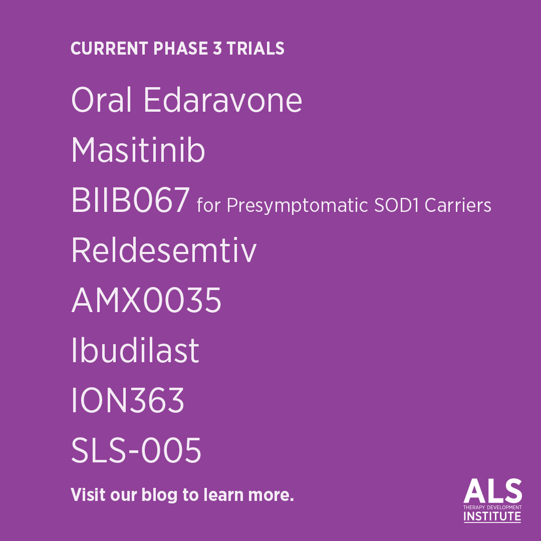 ALS TDI (@alstdi) on Twitter photo Finding, choosing, and enrolling in a clinical trial can be a challenging process. Here, we’ve gathered information about the phase 3 trials currently recruiting participants with sites in the United States as of January 2022. als.net/news/what-clin… Finding, choosing, and enrolling in a clinical trial can be a challenging process. Here, we’ve gathered information about the phase 3 trials currently recruiting participants with sites in the United States as of January 2022. als.net/news/what-clin…