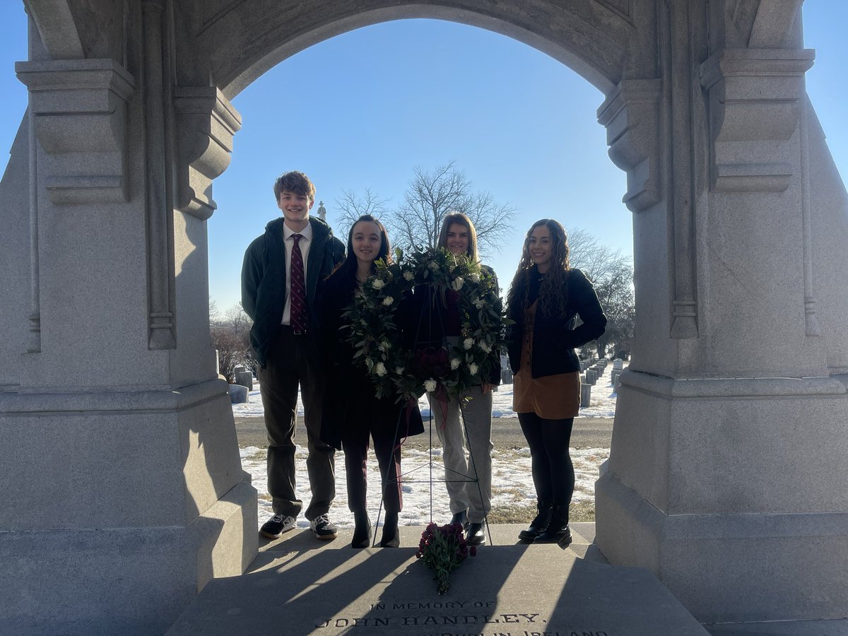 Yesterday, the SGA officers marched to the tomb of John Handley in honor of his 187th birthday! #handleypride