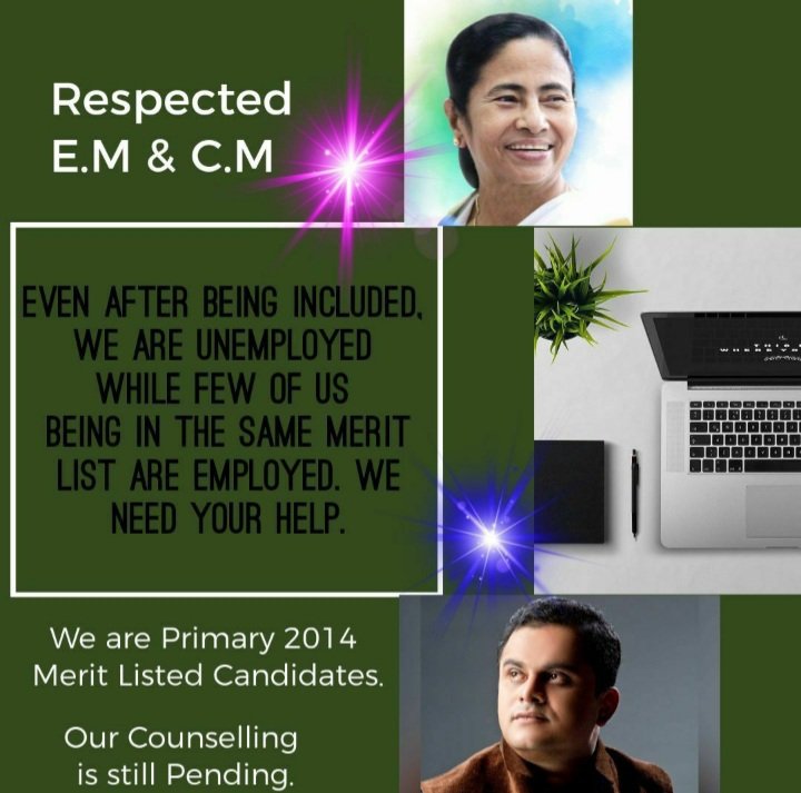 *Respected CM, we are first merit listed and 1st Empanelled candidates of 2014 Primary TET. Almost one year passed of our 1st Panel, still we don't get our appointment.

#first_empaneled_merit_listed_16500_pending_joining

<a href="/MamataOfficial/">Mamata Banerjee</a>
<a href="/basu_bratya/">Bratya Basu</a>
<a href="/abpanandatv/">ABP Ananda</a>