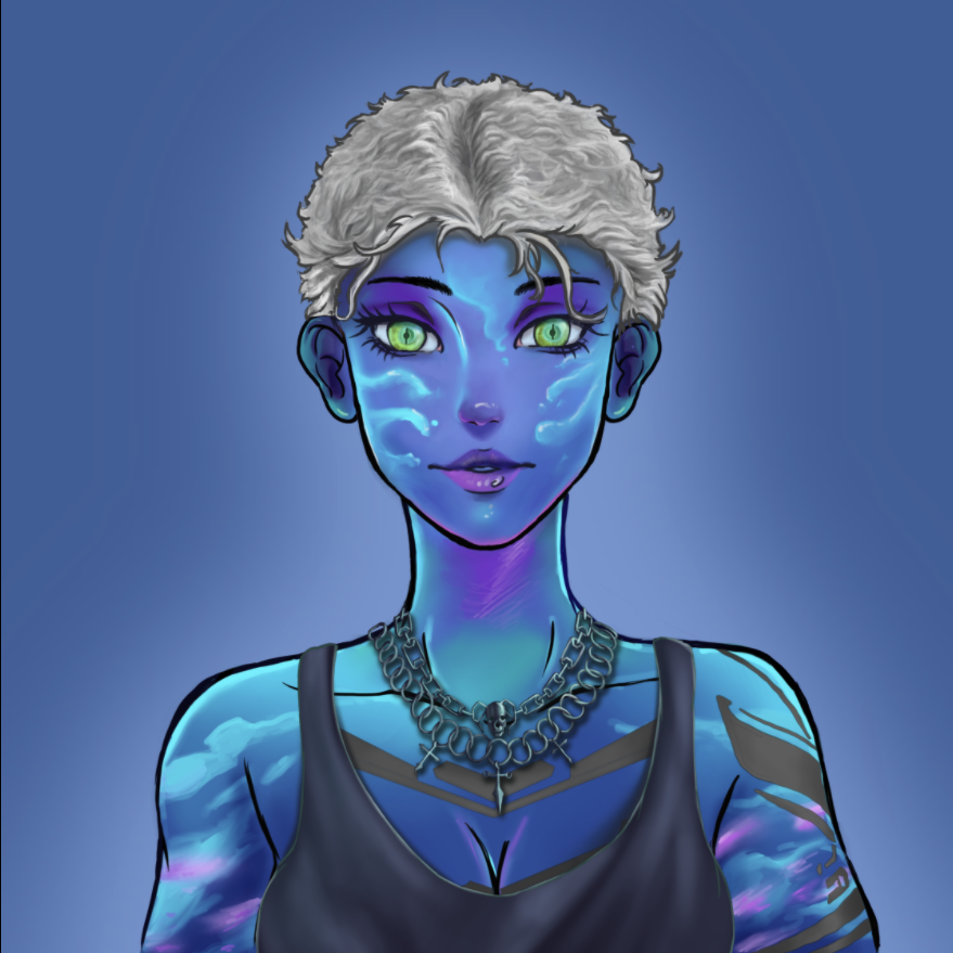 bluerbot's tweet photo. Sultry blues from @Project2090 😍💙 #bluecnfts #2090s #cyborgcnfts #cardanoart https://t.co/bddwqUfDcB