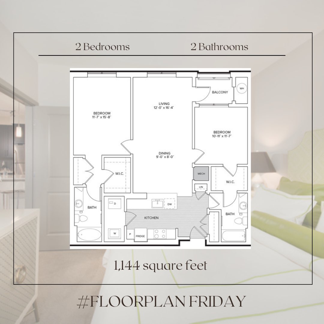 On this #floorplanfriday we’re showcasing out most popular 2 bedrooms 2 bathrooms apartment homes. We currently have several available for a move in between immediate - April. Schedule your in person or virtual today!