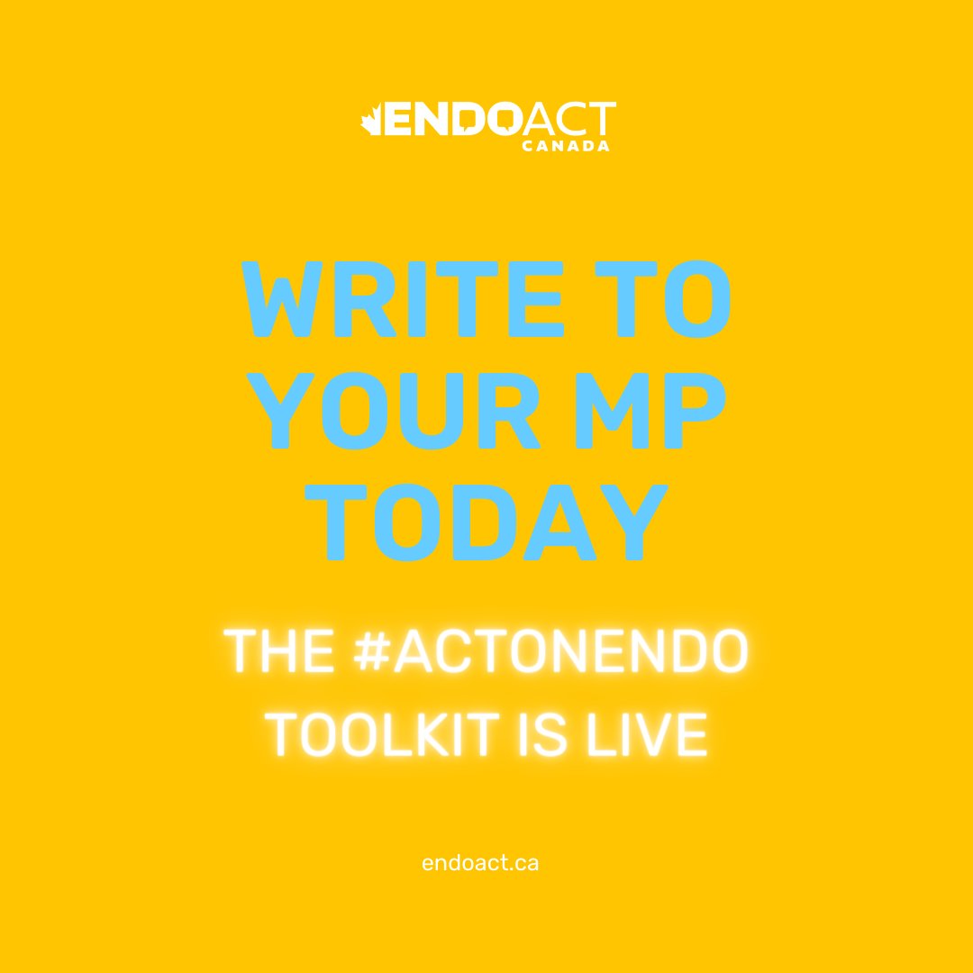 We are so excited to share the #ActOnEndo toolkit to support people in Canada to demand national action on #endometriosis. 

Go to endoact.ca/toolkit/ to find a template email you can personalise and send to your Member of Parliament!  #cdnpoli