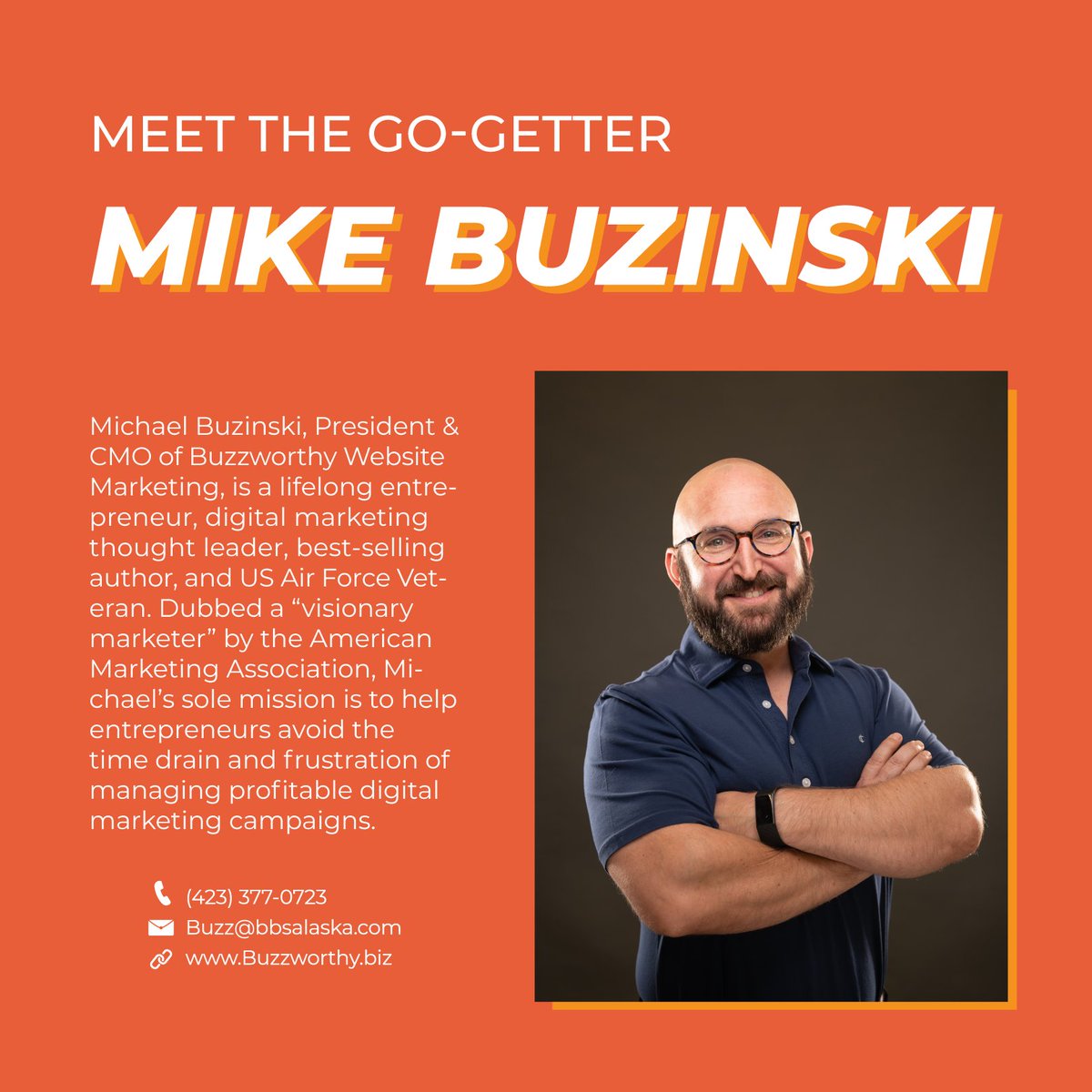 MikeMichalowicz's tweet photo. Mike Buzinski deserves a huge thanks for being such an integral part of the success of 'Get Different' in 2021. He's not only a talented entrepreneur and marketer, but a valued supporter of my work, and I'm so grateful to have him in our community. #getdifferent #buzzworthy https://t.co/yQ8wJud9Gh