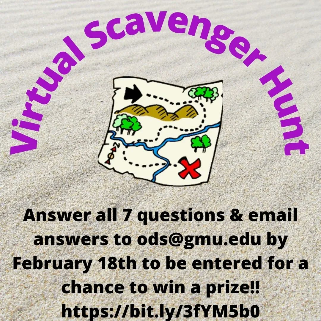 Virtual Scavenger Hunt! All GMU students are welcome to participate so share with your friends! Find the questions here: buff.ly/3o3el0o
#ScavengerHunt #virtualevents